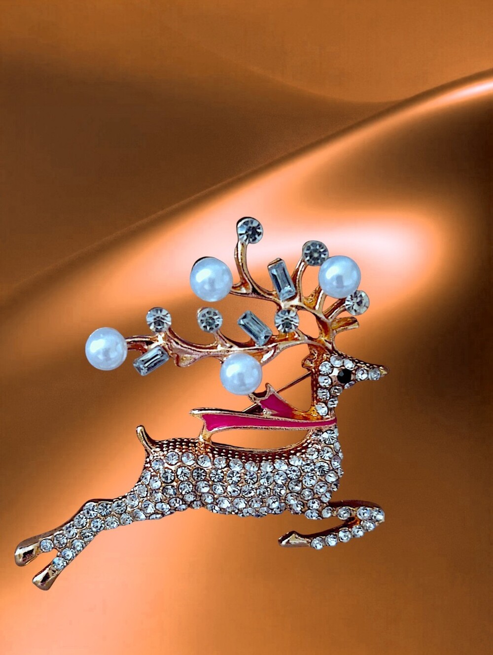 Crystal Reindeer Brooch